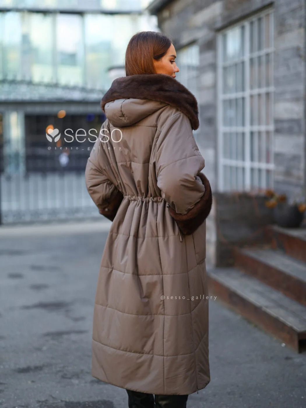 Утеплённое пальто Марьян, кофе