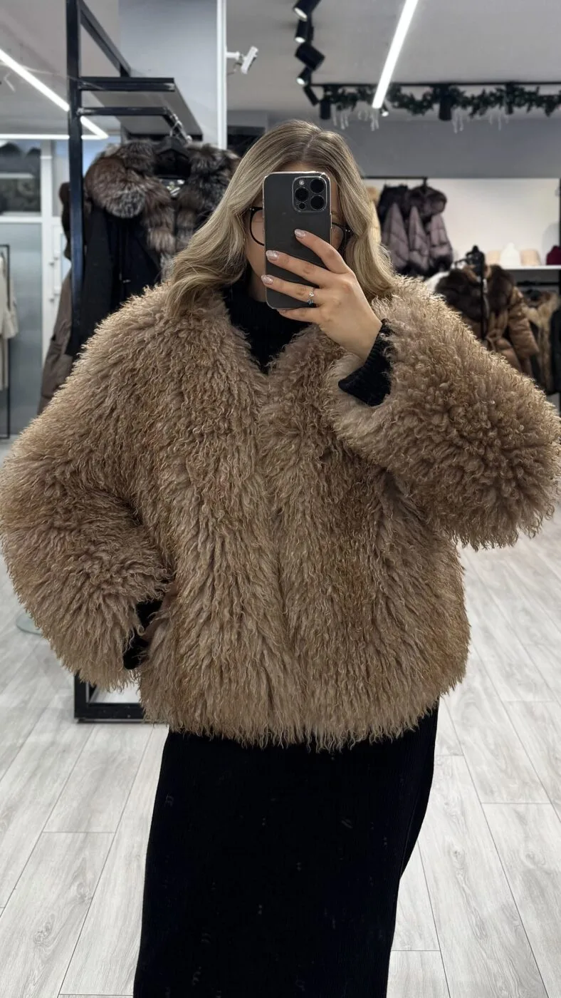 Шубка под ламу Джозефина, кэмел